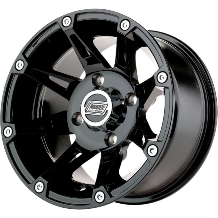 Moose Utility 387 Gloss Black 14X8 4/110 4+4 Alloy Quad UTV Wheel