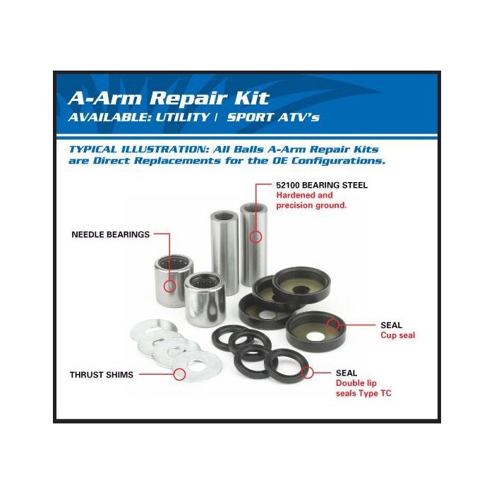 Honda TRX250R 87-89 Front A-Arm Bearing & Seal Kit
