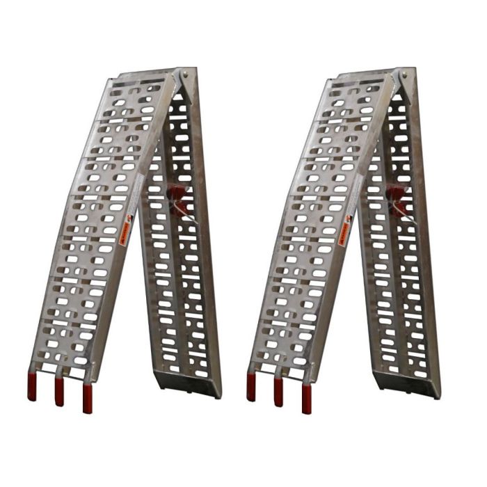 Pair Of Folding Aluminium Ramps Quad Motorcycle Mower 230mm Wide