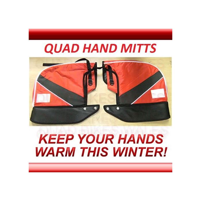Quad Bike Handle Bar Mitts Gloves RED Mittens ATV HD