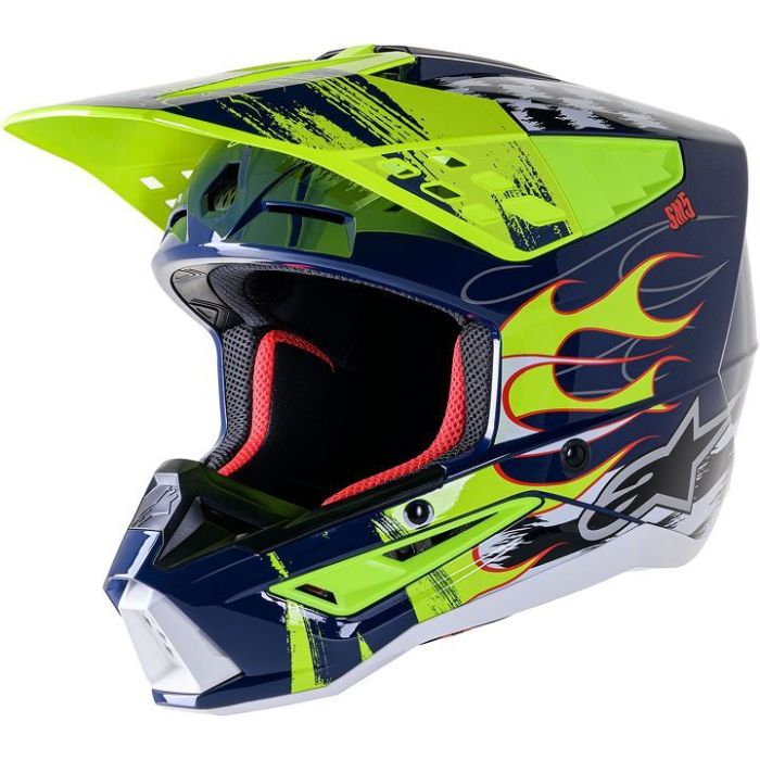 Alpinestars Supertech SM5 Rash Navy & Yellow Mx Helmet