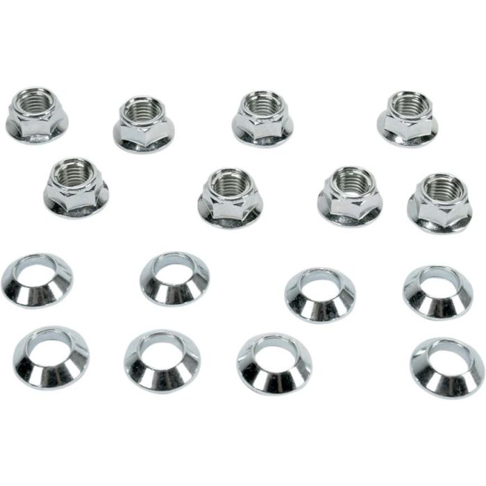 Set Of 8 Quad Wheel Nuts M10x1.25 Flat With Domed Washers
