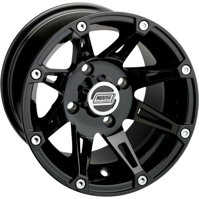 Moose Utility 387 Gloss Black 14X8 4/156 4+4 Alloy Quad UTV Wheel
