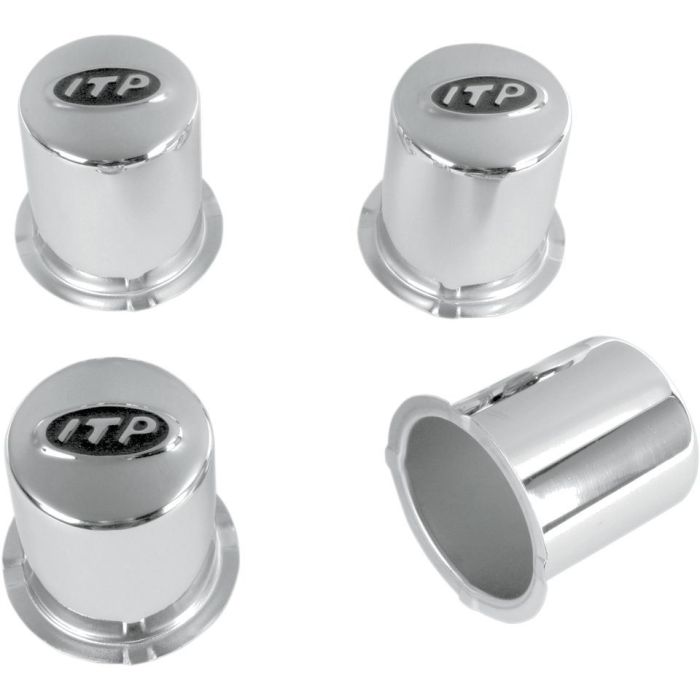 Quad ITP Delta Steel Wheel Center Caps Set Of 4 Silver