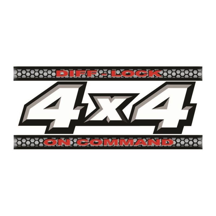 Yamaha 4X4 Diff Lock Sticker 120mm Red/Black/Silver
