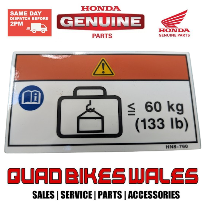 Genuine Honda LABEL,RR CARRIER 87512-HN8-760