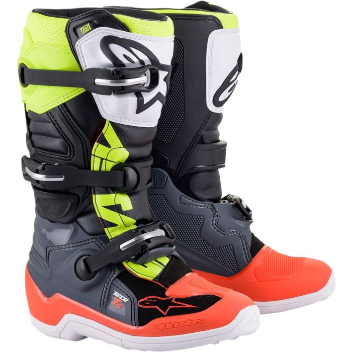 Alpinestars Youth Tech 7s Boots Red Yellow Green