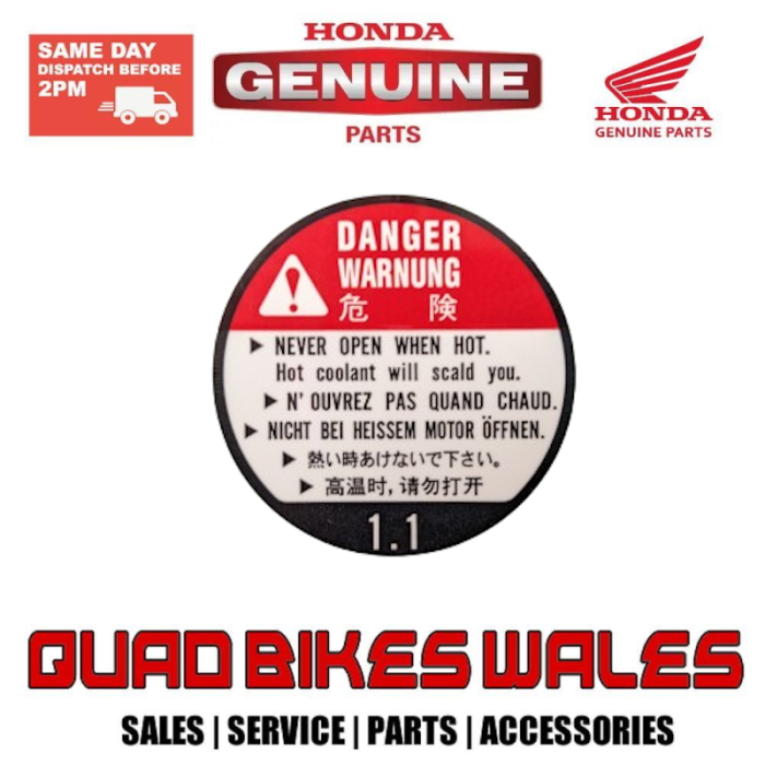 Genuine Honda LABEL,RAD CAP 19046-PAA-A00