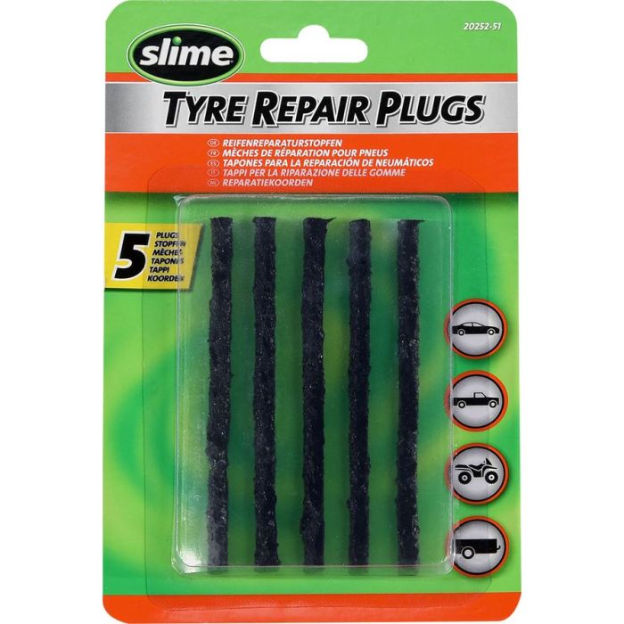 Slime Tyre Repair Plugs 5-Pack No Glue 4" Length E-Marked Tubeless Use 20252-51