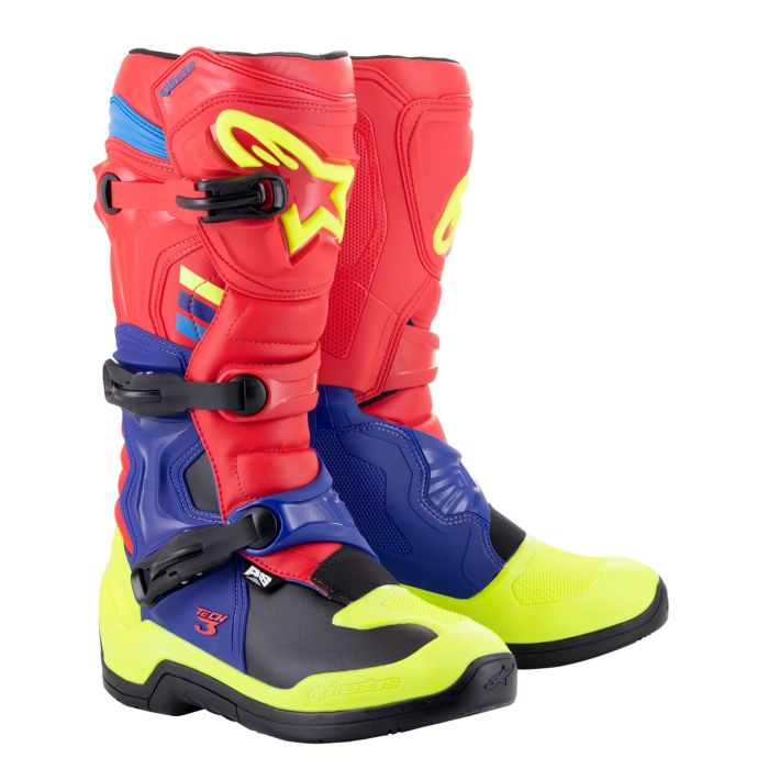 Alpinestars Tech 3 Boots Yellow Blue Red