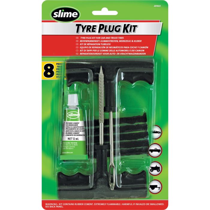 Slime Tyres Plug Kit Tubeless Repair Kit T-Handle Tools Heavy-Duty Plugs 20500