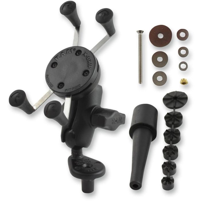 Ram Mounts Ram Fork Stem Mount W/ Short Double Socket Arm And Universal X-Grip Cell Phone Holder - RAM-B-176-A-UN7