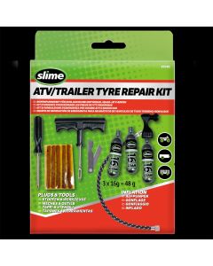 Slime Tyre Plug Kit CO2 Cartridges T-Handle For Tubeless Tyres ATV UTV 20382-SLI