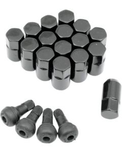 Set Of 16 Black Quad Wheel Lug Nuts 3/8