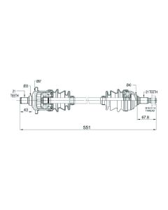 Arctic Cat V2 FIS650 04 Front LHS Complete CV Axle Driveshaft
