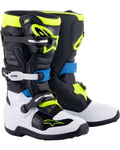 Alpinestars Youth Tech 7s Boots Black White Yellow Blue