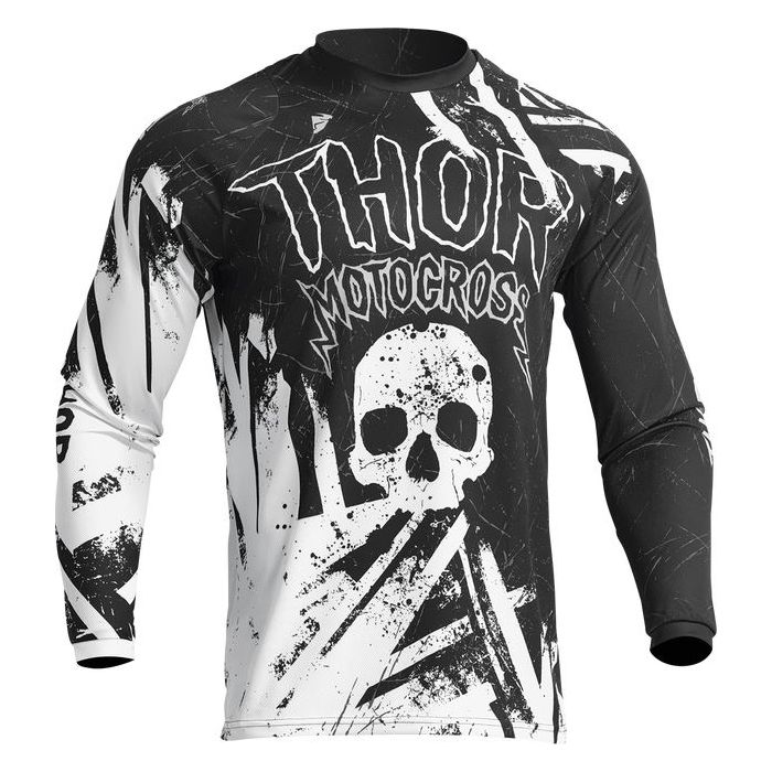 THOR Youth Sector Gnar MX Motorcross Jersey Black/White 2023 Model
