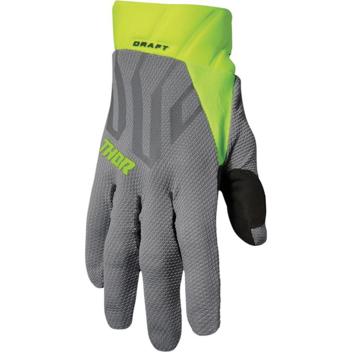 THOR Draft MX Motorcross Gloves Gray/Acid 2023 Model