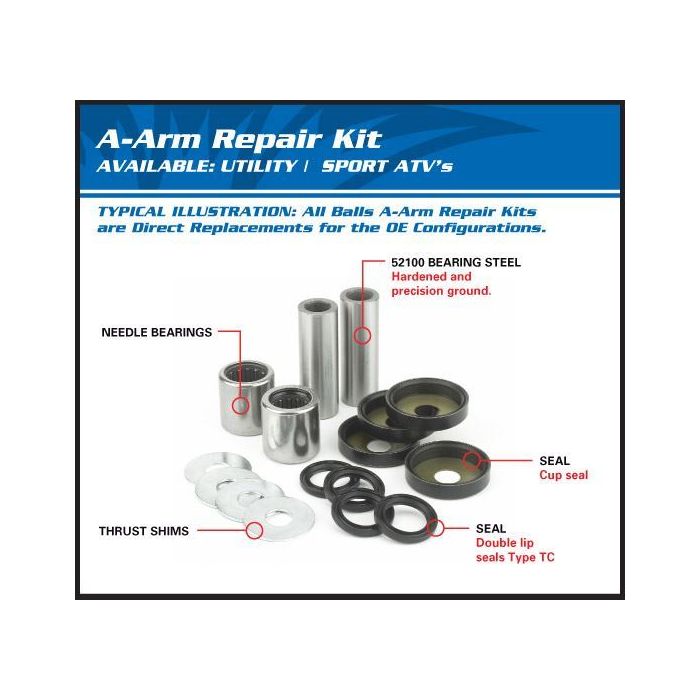 Can Am Outlander 400 500 Renegade 800 Front A-Arm Bearing & Seal Kit