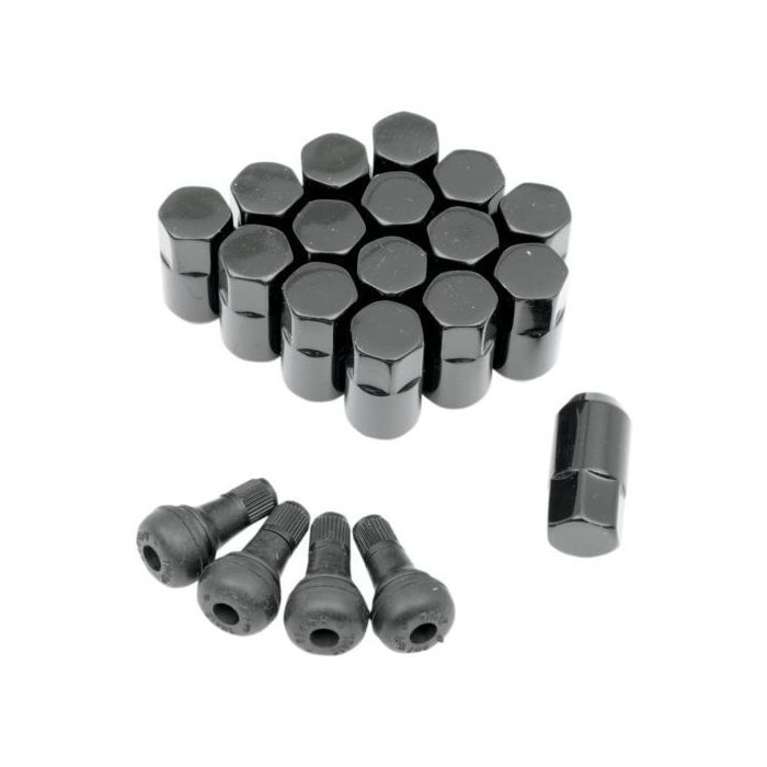 Set Of 16 Black Quad Wheel Lug Nuts 3/8