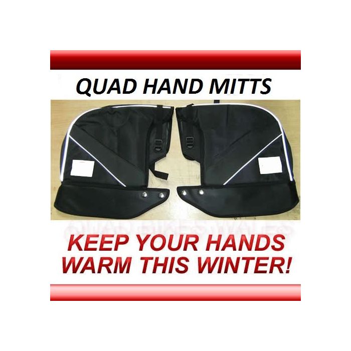 Quad Bike Handle Bar Mitts Gloves BLACK Mittens ATV HD