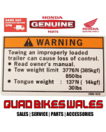Genuine Honda LABEL,TRAILER HITCH (ENGLISH) 87508-HM5-930