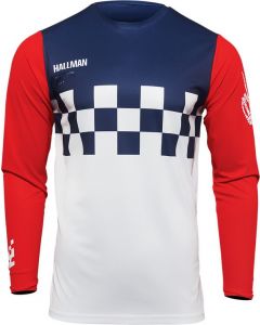 THOR Hallman Differ Cheq MX Motorcross Jersey Blue/Red/White 2023 Model