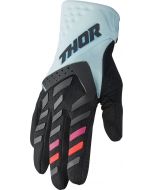 THOR Women's Spectrum MX Motorcross Gloves Black/Mint/Light Blue 2023 Model