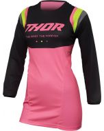 THOR Women's Pulse REV MX Motorcross Jersey Charcoal/Pink 2023 Model
