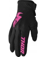 THOR Women's Sector MX Motorcross Gloves Black/Pink 2023 Model